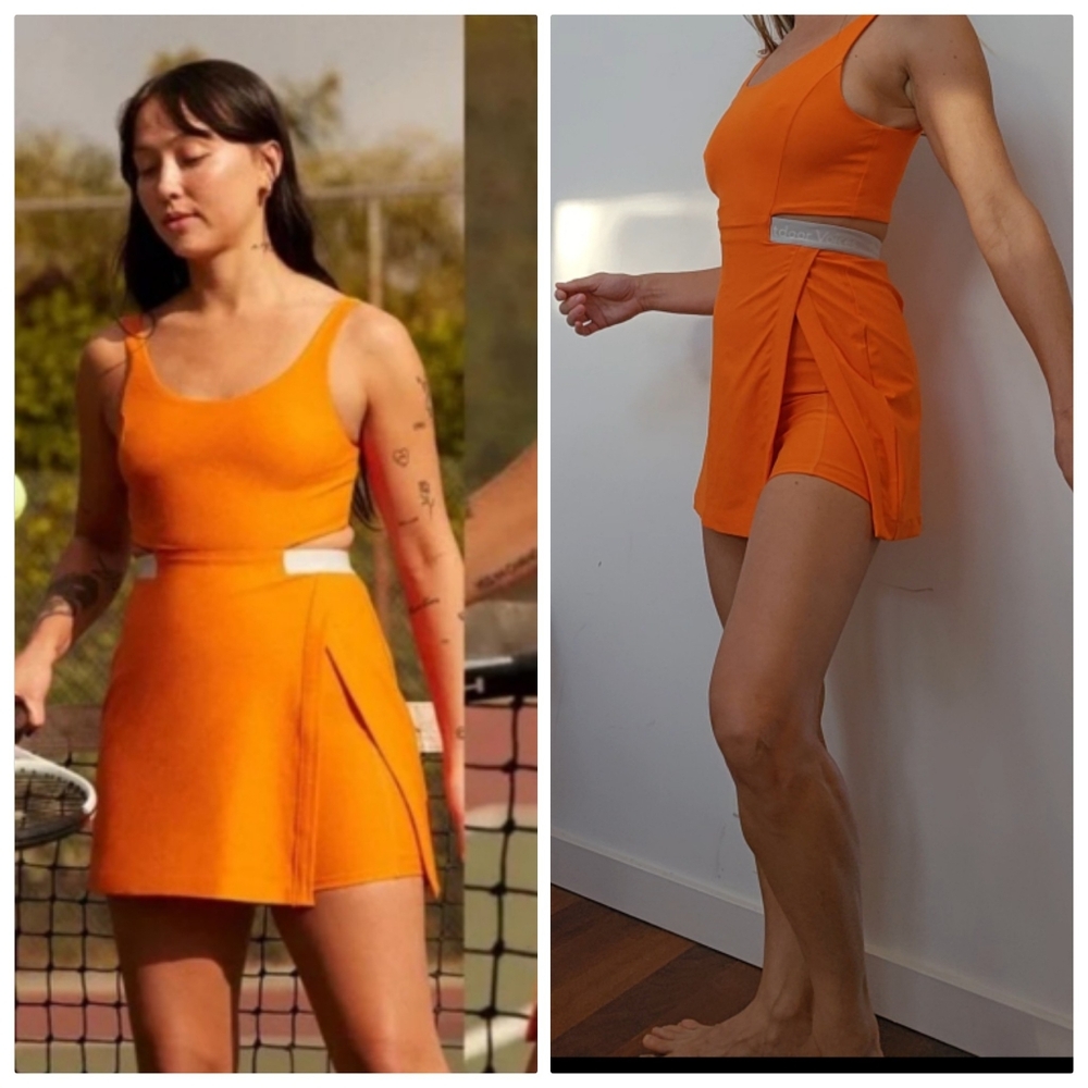 OV alo style tangerine orange slit cut out tennis pickleball dress s
